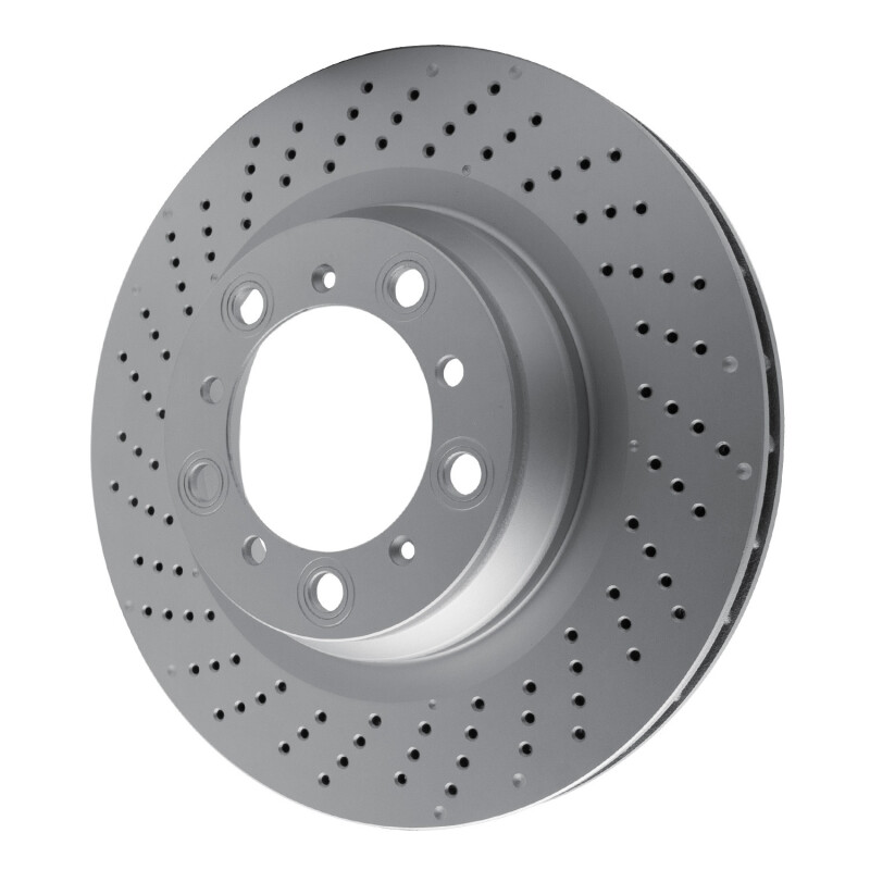 Porsche 718 Cayman Brake Rotor (1) - Left Rear - R1 Concepts - Drilled GeoSPEC Coated - `16-`23